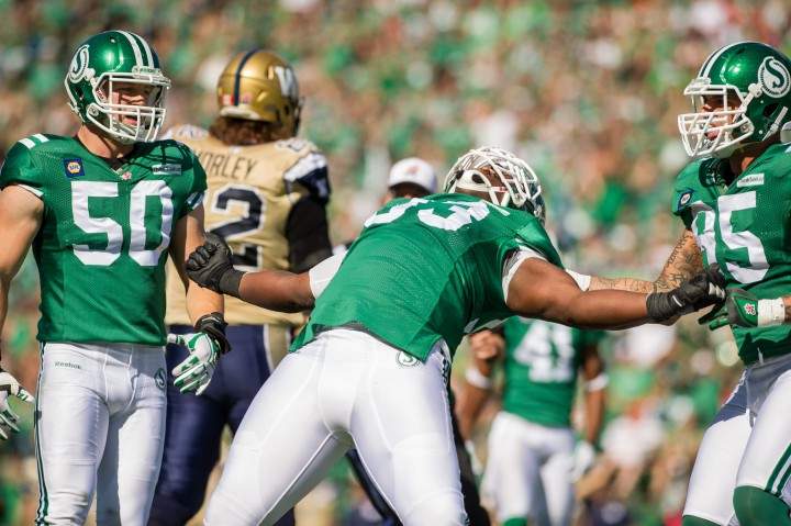 The Saskatchewan Roughriders have re-signed international defensive tackle Tearrius George to a contract extension.