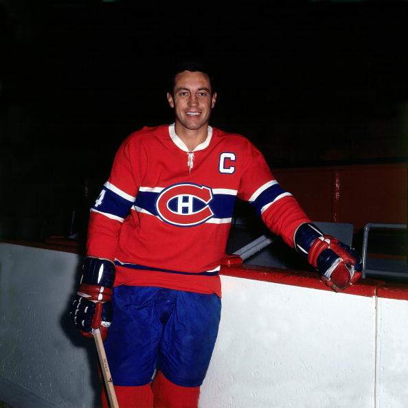 Jean Béliveau, #4, of the Montreal Canadiens poses for a photo.