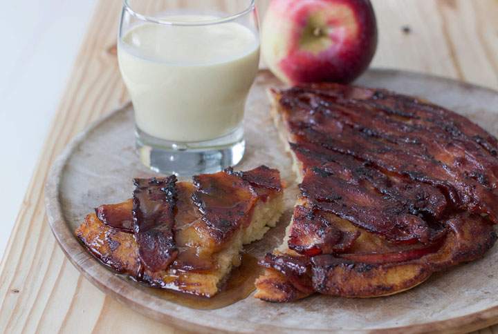 This Dec. 1, 2014, photo shows bacon apple baked pancake in Concord, N.H. The baked pancake was inspired by an upside down cake.