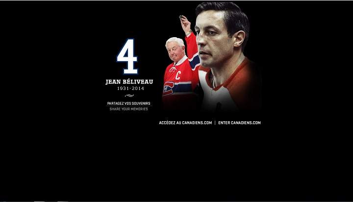 This is how the Canadiens.NHL.com home page looks like in honour of Jean Beliveau's passing.