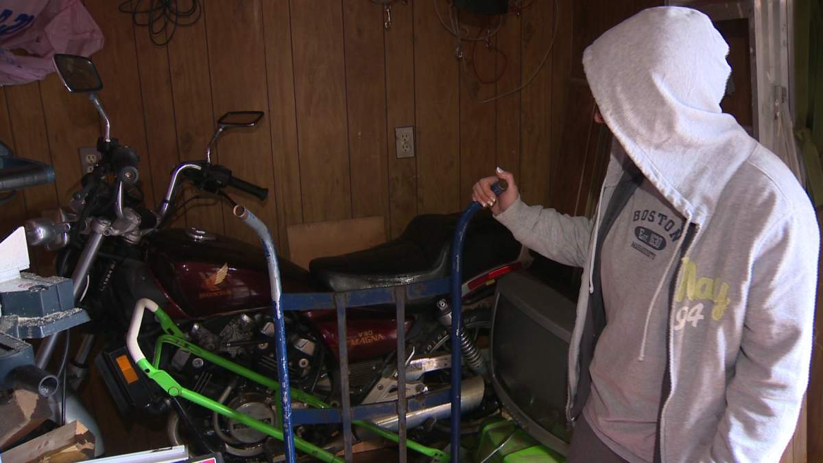 Shelley Hachey’s motorcycle was severely damaged after three feet of water made its way into her shed.