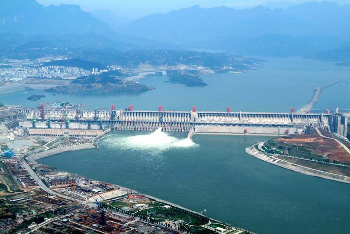 The  Three Gorges Dam, a gigantic hydropower project on the Yangtze River, in Yichang City, central China's Hubei Province. 
