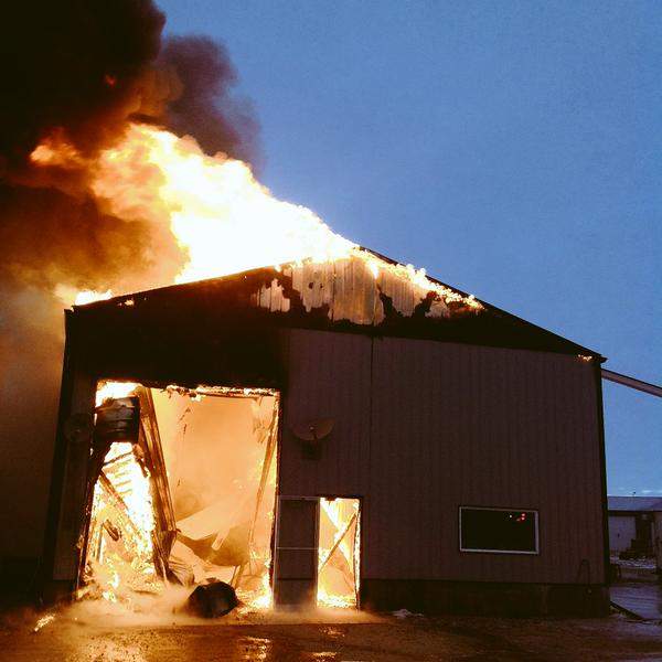 Two warehouse-type buildings were destroyed in the north end of the city.