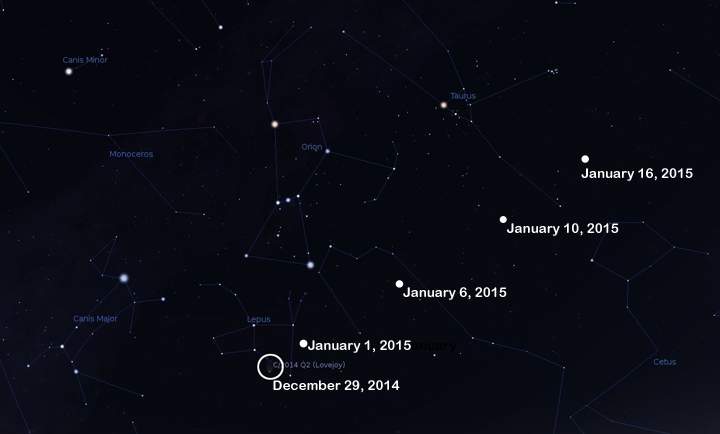 Over the next month, Comet Lovejoy will get higher in the sky.