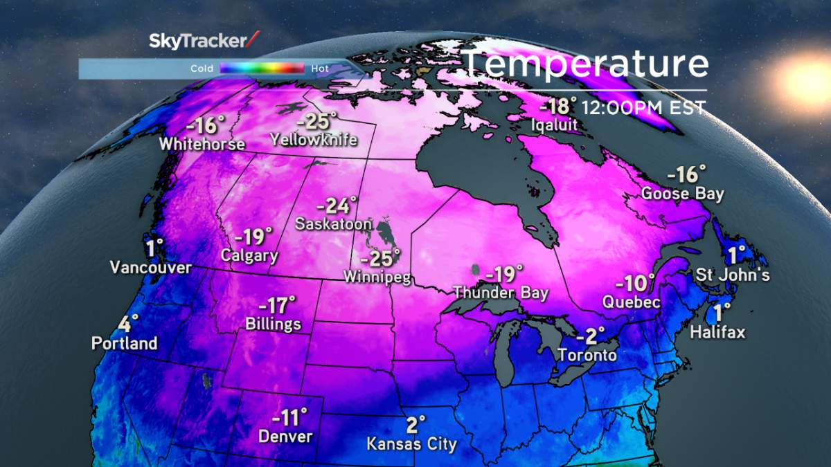 Temperatures across almost all of the country will be mostly below normal over the next week.