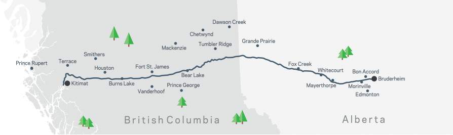 the proposed Northern Gateway pipeline route.