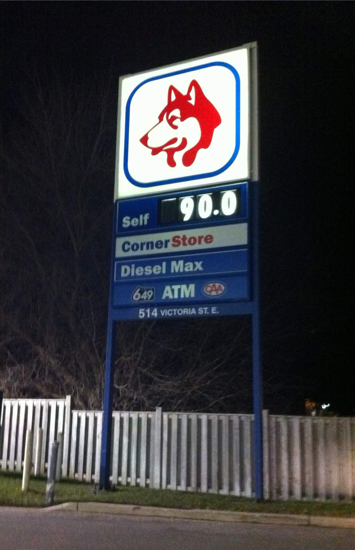 Gas at 90 cents-a-litre in Allison, Ont. on Dec. 08, 2014.