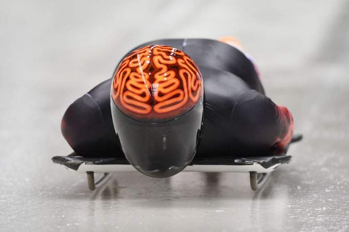 Canada’s John Fairbairn takes part in a skeleton training session at the Sanki Sliding Centre in Rosa Khutor on February 9, 2014 during the Sochi Winter Olympics.