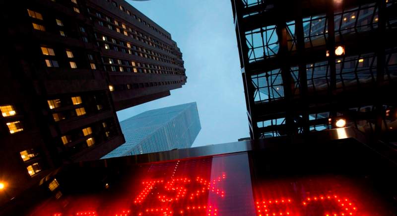 A TSX tote board is pictured in Toronto, on Dec.31, 2012.
