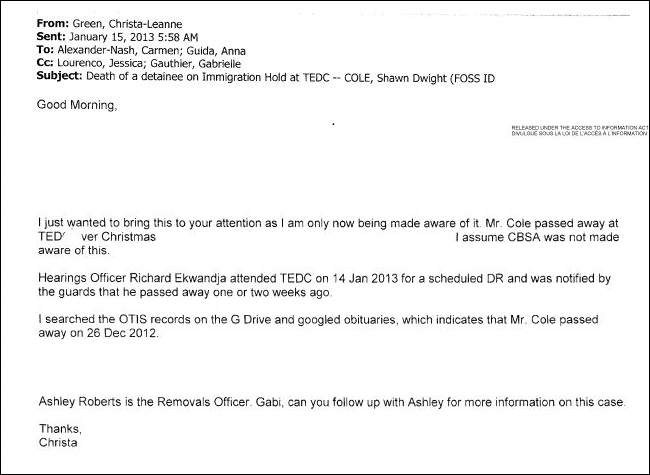 CBSA learned of its own detainee’s death by accident – three weeks later - image