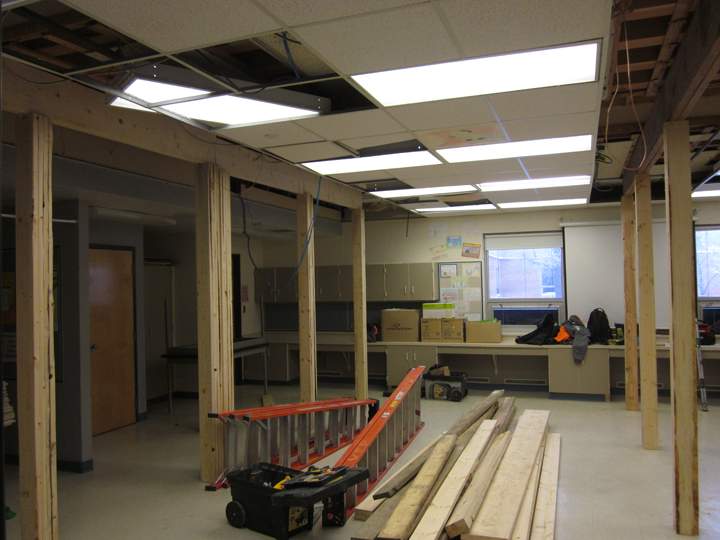 The Home Ec classroom at Aberdeen Composite School is currently closed while structural restoration is complete.