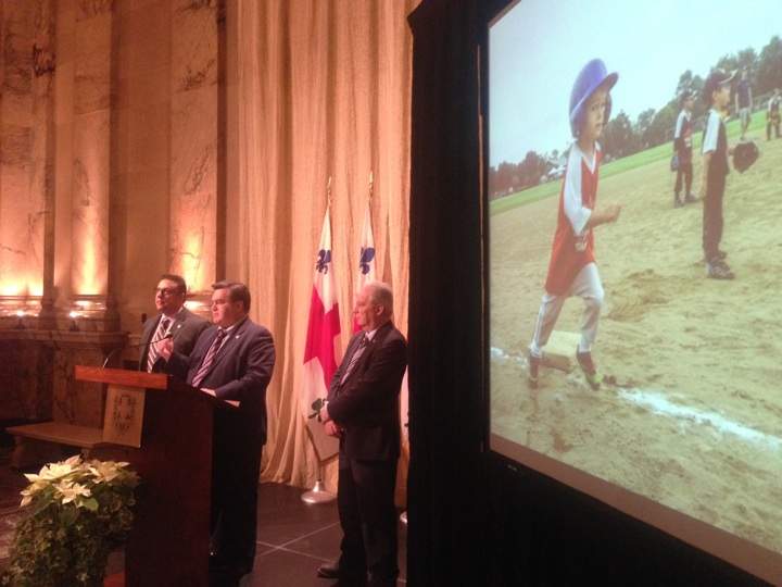 Montreal mayor Denis Coderre announced $11 million in baseball diamond funding on January 23, 2015.