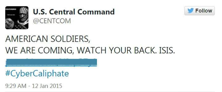 U.S. military command’s online accounts hacked, show pro-ISIS messages - image
