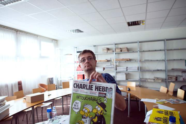 French satirical weekly Charlie Hebdo’s publisher and cartoonist, known as Charb, seen on September 19, 2012 in Paris.
