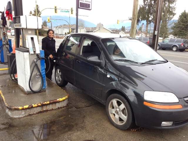 Getting gas in Burnaby.