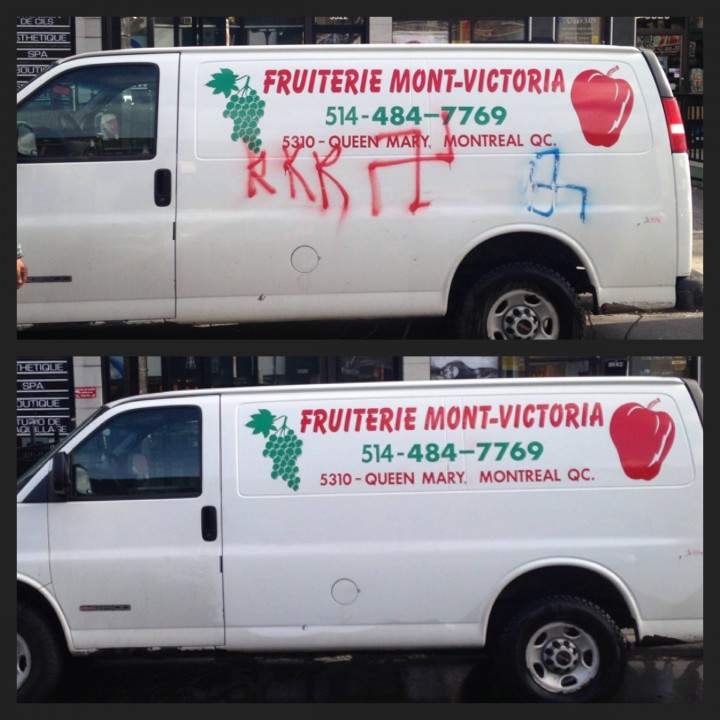 With help from the community, Corey Fleischer tries to get rid of as many hate crime messages as he can, Wednesday, January 28, 2015.