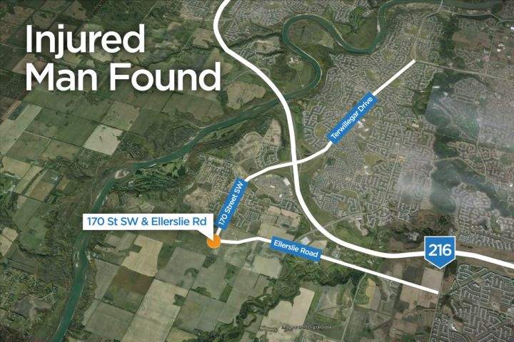 This map shows the area where the man was found.