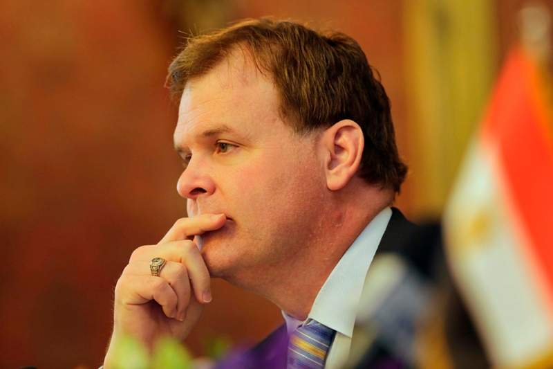 Canadian Foreign Minister John Baird talks during a press conference with his Egyptian counterpart Sameh Shukri at the Egyptian foreign ministry in Cairo, Egypt, Thursday, Jan. 15, 2015. 