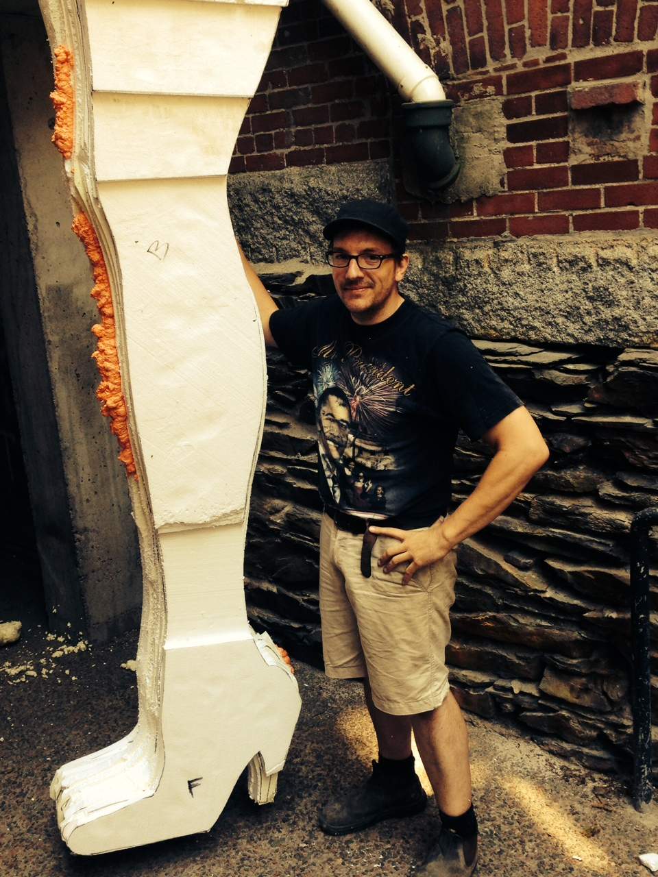 The leg lamp under construction.