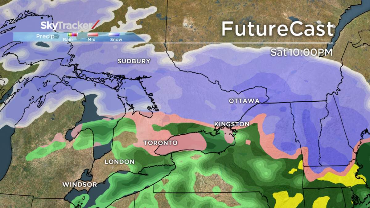 Southern Ontario will see a bit of everything as a storm moves into the region Saturday.