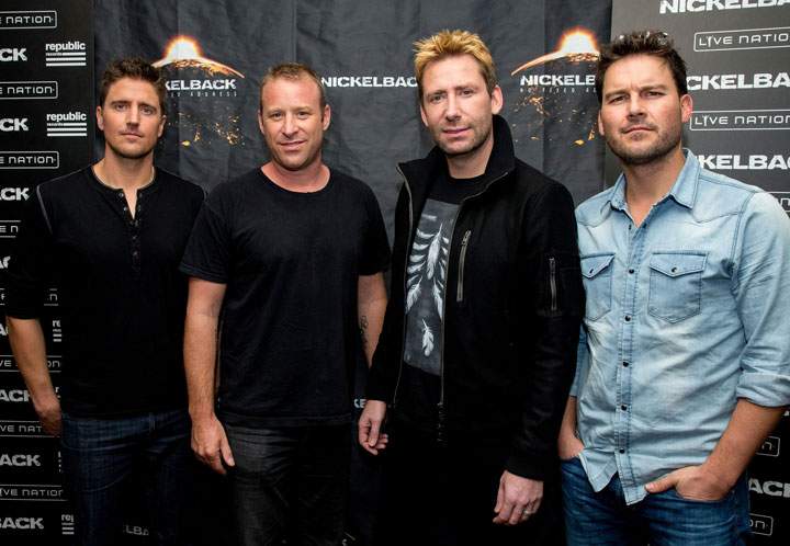 (L-R) Nickelback drummer Daniel Adair, Mike Kroeger, Chad Kroeger and Ryan Peake.