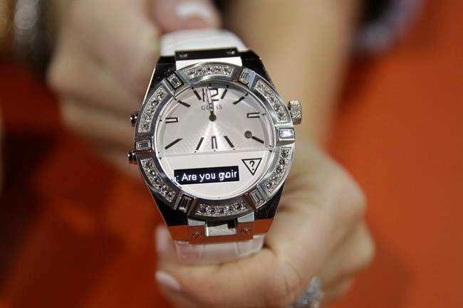 The Guess Connect smartwatch, powered by Martian, is dislpayed at the Martian booth at the International CES Wednesday, Jan. 7, 2015, in Las Vegas. 