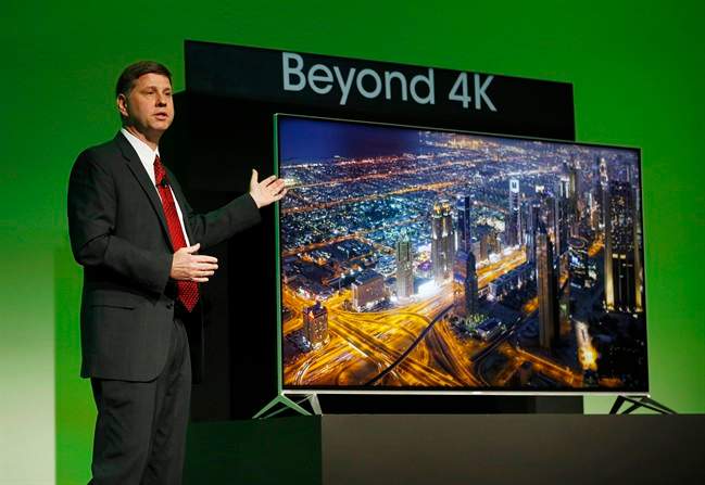Jim Sanduski, President of Sharp Electronics Marketing Corporation of America, introduces the Sharp Aquos Beyond 4K Ultra HD television.