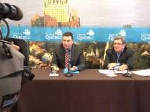 Quebec City Mayor Régis Labeaume and International Development Minister Christian Paradis announced they will fund the construction of a fire station in Port-au-Prince, Haiti on January 13, 2015.