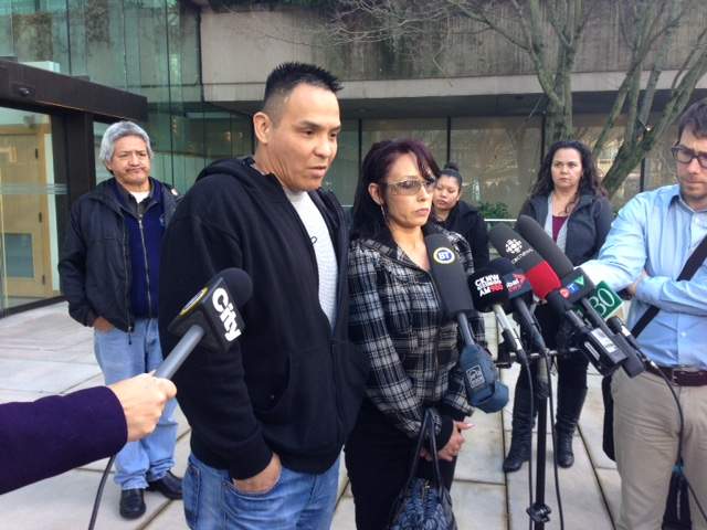 Herman Bee, Kayla’s dad, and Eliza Willier, Kayla’s aunt, speak outside court.