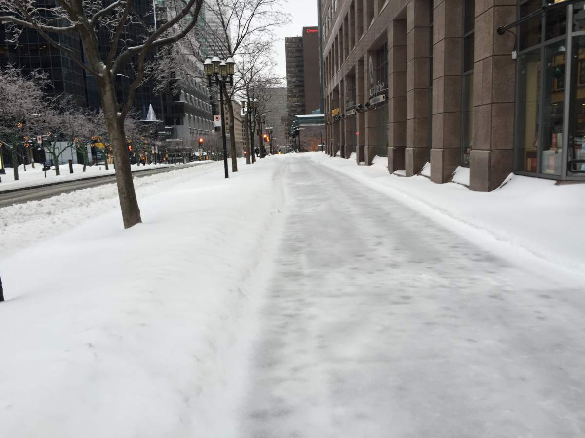 Treading carefully. The sidewalks are icy.