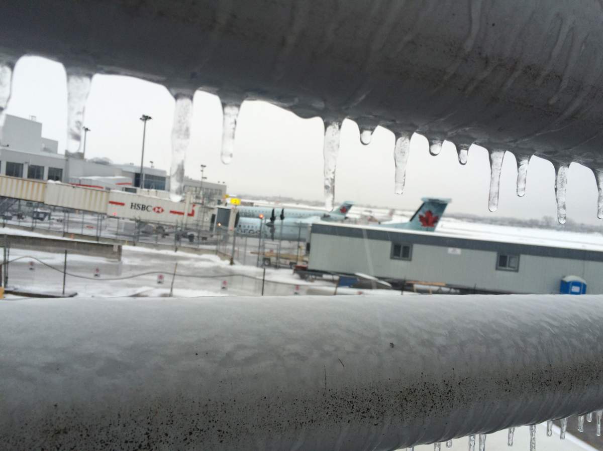 Some flights are cancelled due to the weather.