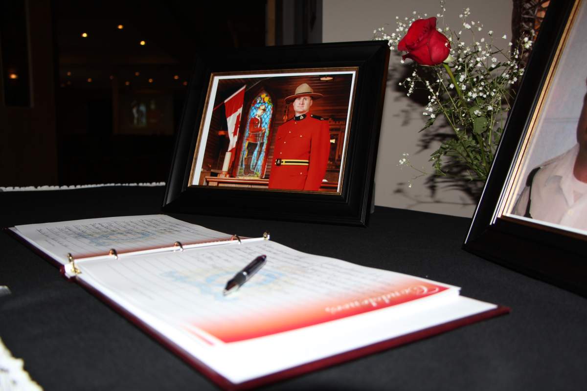 A book of condolences for RCMP Const. David Wynn.