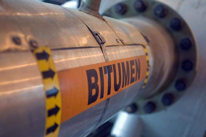 A bitumen line from the Total E&P Canada Ltd. Steam Assisted Gravity Drainage (SAGD) facility in the oil sands fields north of Fort McMurray.