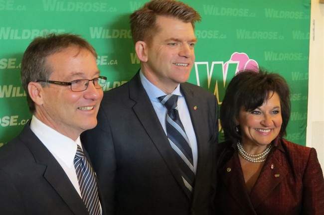 Wildrose leadership candidates, from left, Drew Barnes, Brian Jean and Linda Osinchuk. 