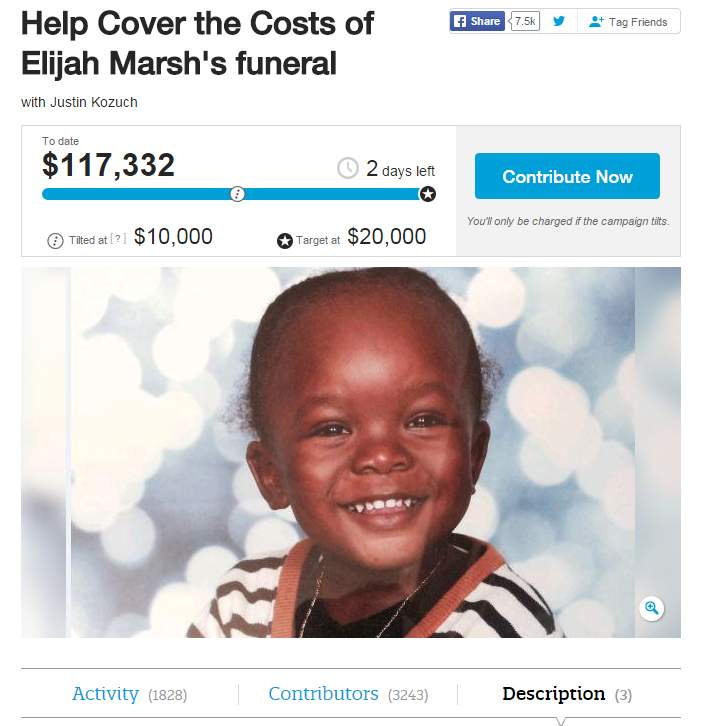 Donations for Elijah Marsh's family surpassed $117,000 by 4:30 p.m. Friday afternoon