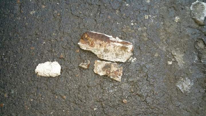 Some of the concrete which fell from the Gardiner Expressway and damaged a person's van.