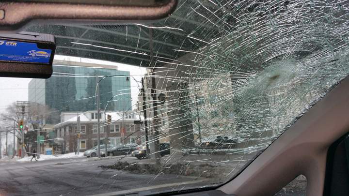 The falling concrete smashed the windshield of Huma Siddiqui's Honda Odyssey.