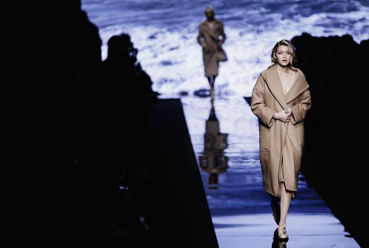 Model Gigi Hadid walks the runway at the Max Mara show during the Milan Fashion Week Autumn/Winter 2015 on February 26, 2015 in Milan, Italy.