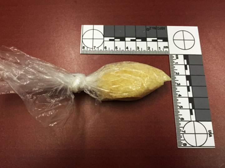 Photo released by police of 13.8 grams of methamphetamine found at a residence in Prince Albert, Sask. on Feb. 23, 2015.