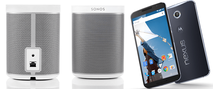 Our giveaway Sonos powerful Play 1 WiFi speaker and Google pure Lollipop OS Nexus 6 phablet