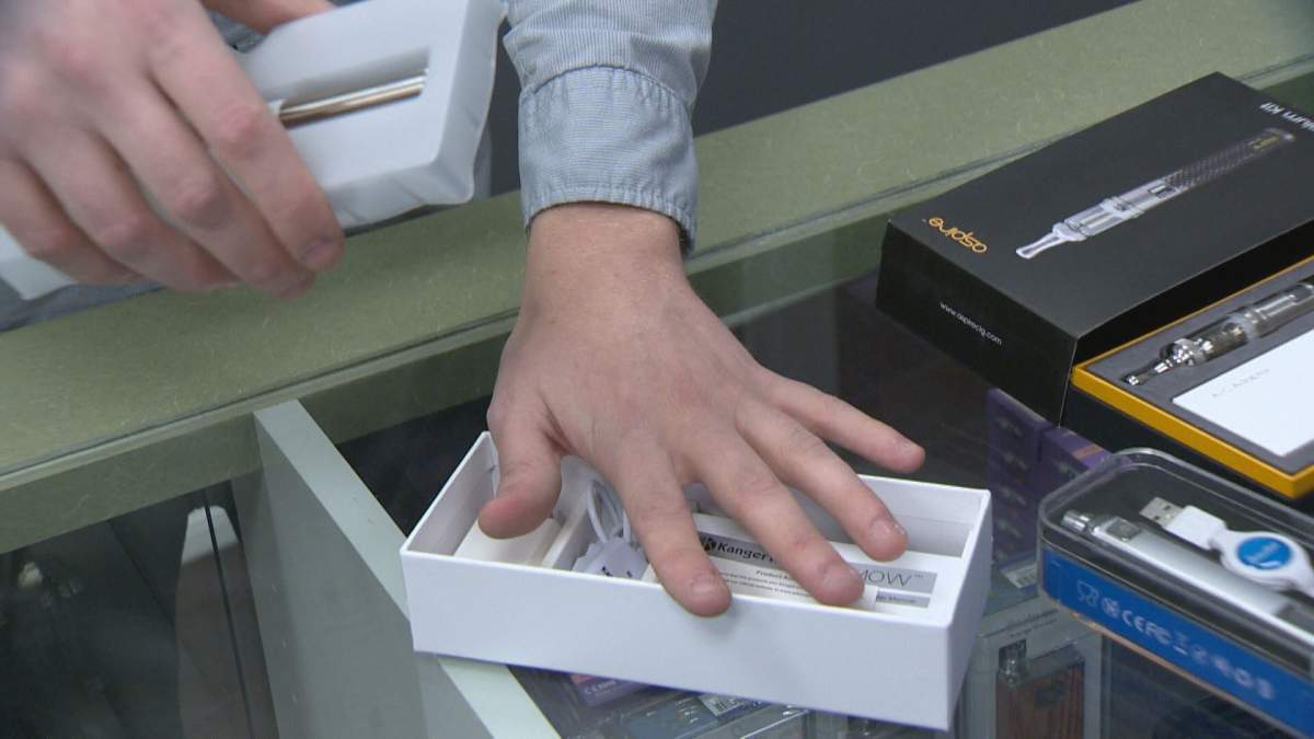 Thomas Maier, co-owner of Vaping the Way in Regina shows us some of his most popular products.