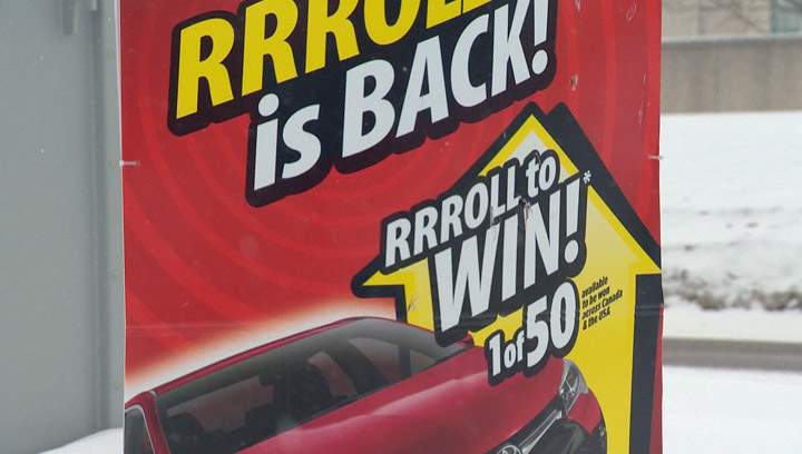 A Saskatoon woman will have a new set of wheels after rolling up the rim on her Tim Hortons coffee.