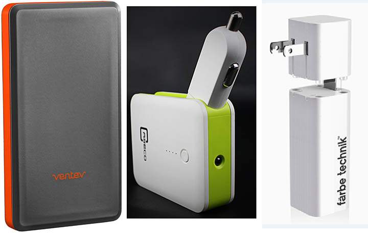 Ventev Powercell 3015 Caseco Power Beacon and Farbe Technik mobile power feature 3000 mAh batteries