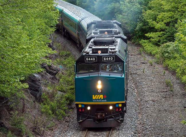 A Via Rail train moves through Halifax on Tuesday, June 4, 2013.