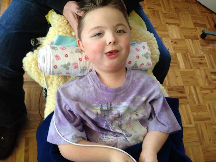 Five-year-old Jessika Parry suffers from a degenerative disease and cannot move on her own.