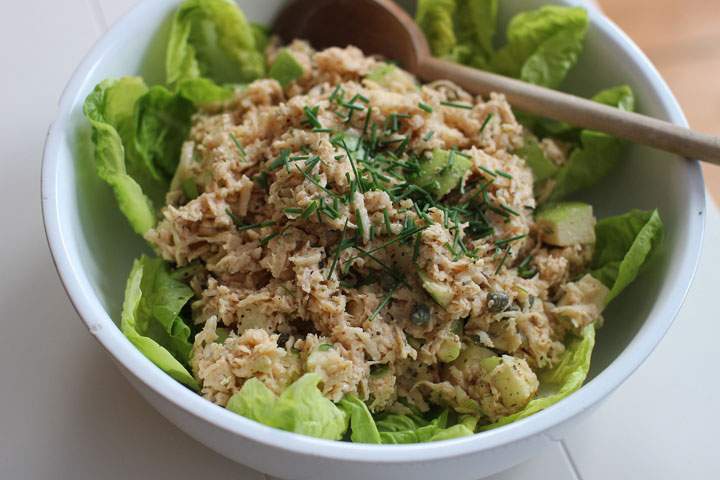 This March 2, 2015 photo shows celery root and chipotle romoulade slaw in Concord, N.H. Celery root is a good source of filling fiber and vitamins C and K.