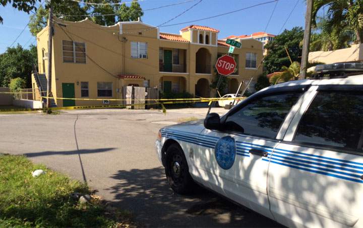 Miami Police continue to investigate the scene of shootings on March 30.