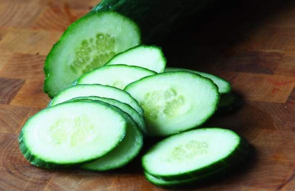 Sliced cucumbers.