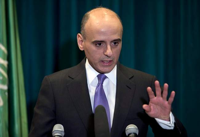 Saudi Arabian Ambassador to the United States Adel Al-Jubeir speaks during a news conference at the Royal Embassy of Saudi Arabia in Washington, Wednesday, March 25, 2015.