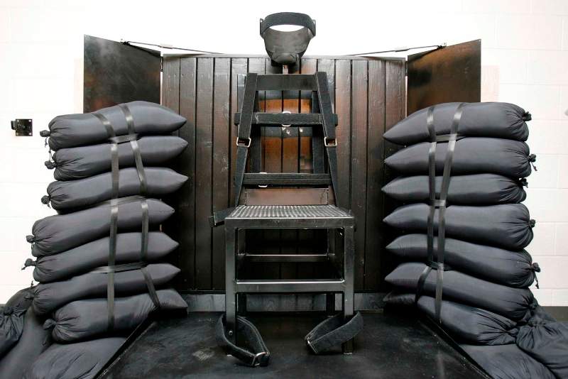 This June 18, 2010, file photo shows the firing squad execution chamber at the Utah State Prison in Draper, Utah.